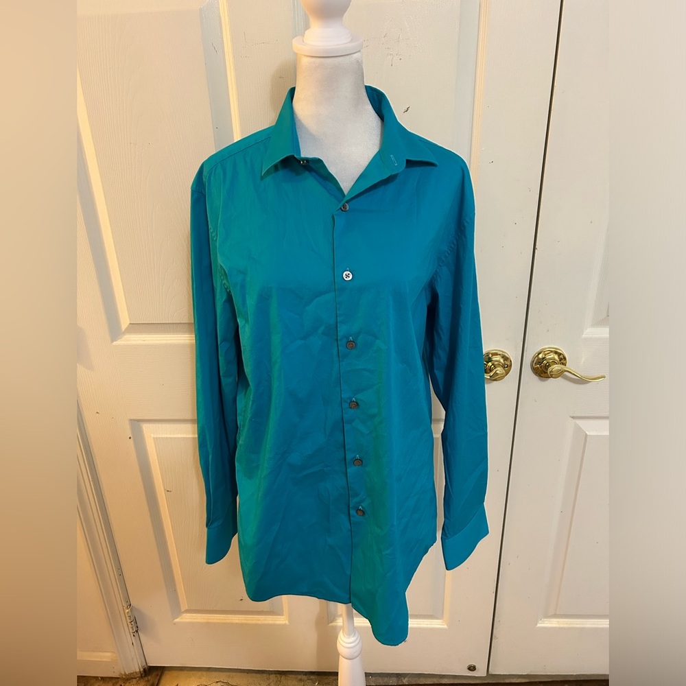 Alfani men’s dress shirt in vivid teal, 32/33, 15-15.5